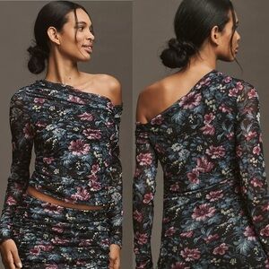 Anthropologie Maeve Aleda Mesh Off-Shoulder Top